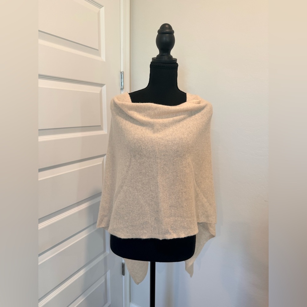 Claudia Nichole 100% Cashmere Dress Topper Poncho - Cream / Ivory